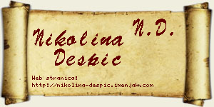 Nikolina Despić vizit kartica